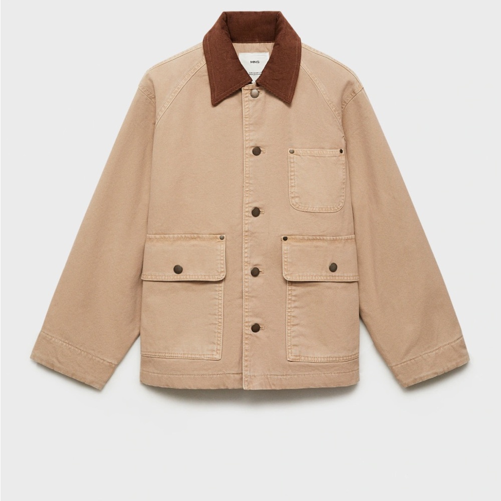 Tan Barn Jacket with Contrasting Collar
